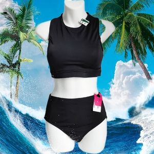 Olaian Surf High Neck Sporty Cropped Bikini & Briefs 34C                   sport